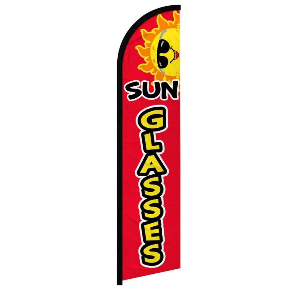 Sunglasses (Red) Windless Full Sleeve Feather Advertising Eye Wear Banner Flag