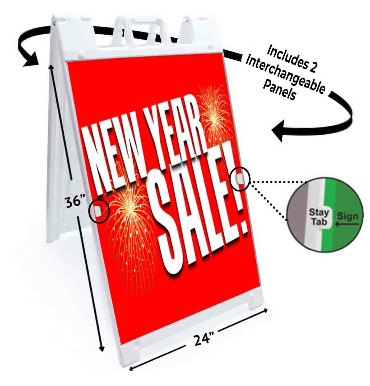 NEW YEAR SALE! Signicade 24×36 Aframe Sidewalk Sign Banner Decal HOLIDAY SPECIAL