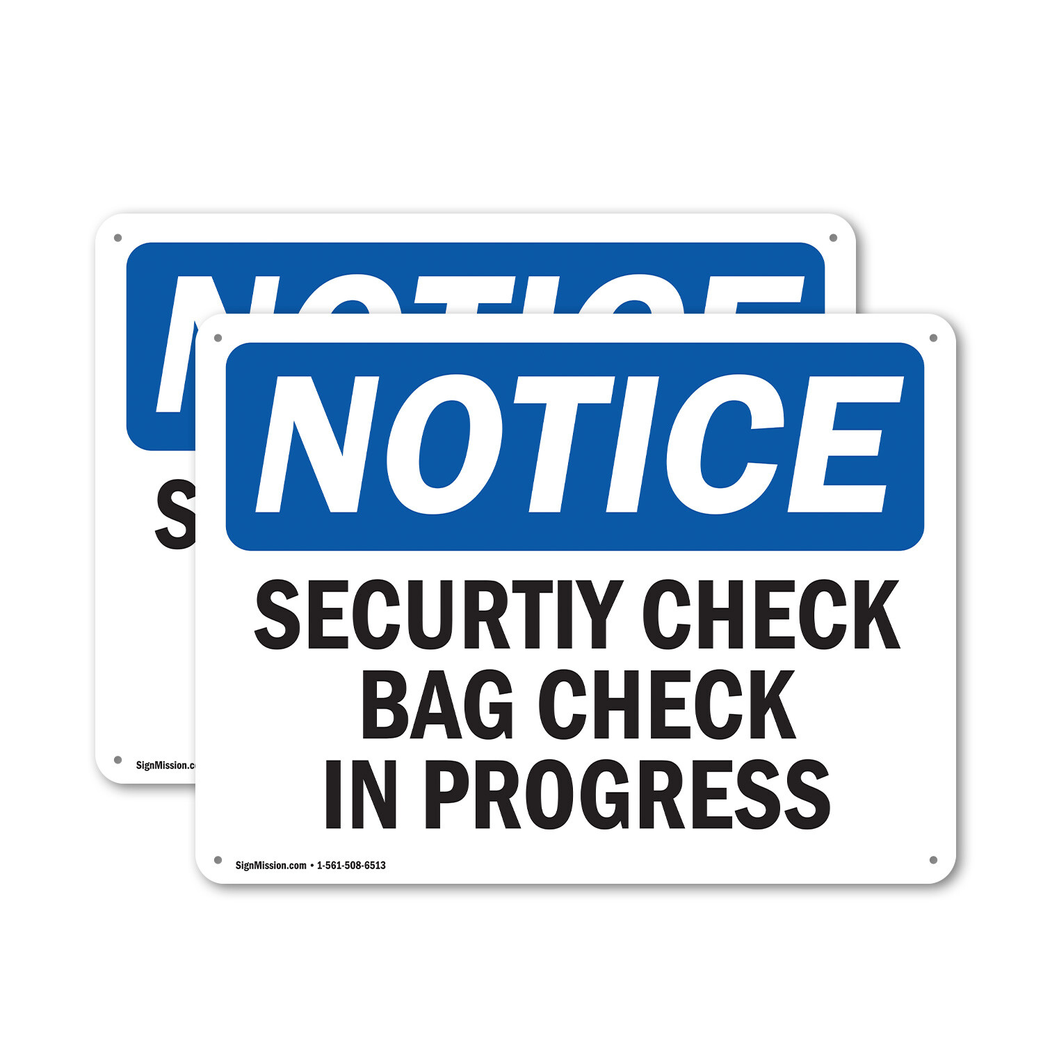 (2 Pack) Security Check Bag Check In Progress OSHA Notice Sign Decal Metal