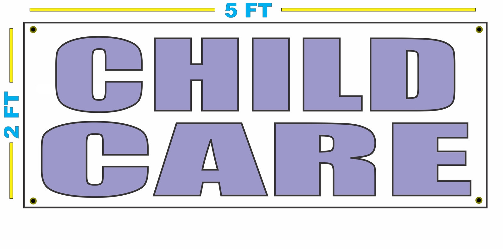 CHILDCARE in LITE PASTEL PURPLE Banner Sign NEW Size CHILD CARE