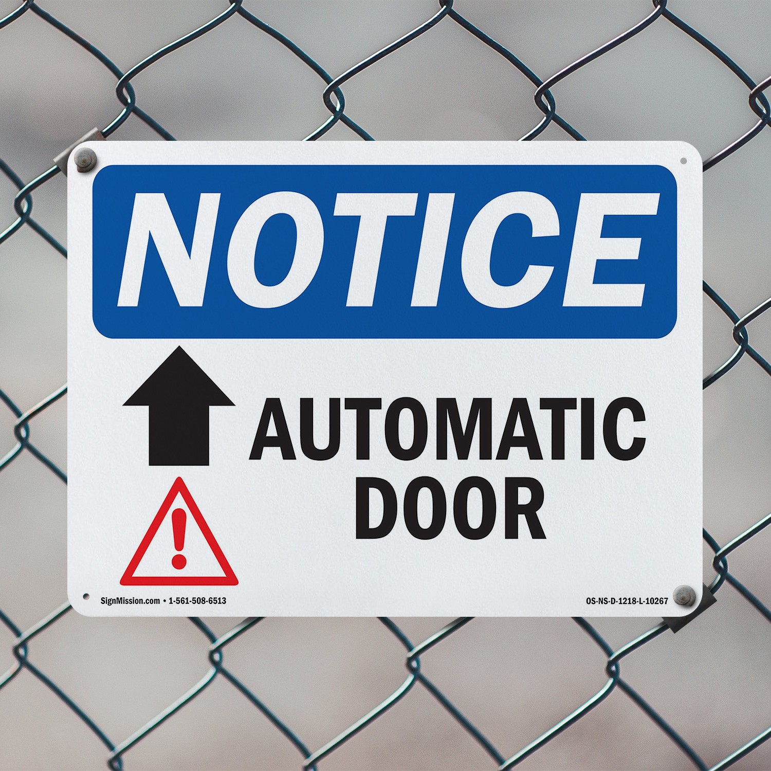 Automatic Door [Up Arrow] OSHA Notice Sign Metal Plastic Or Decal – 5 or 10 Pack