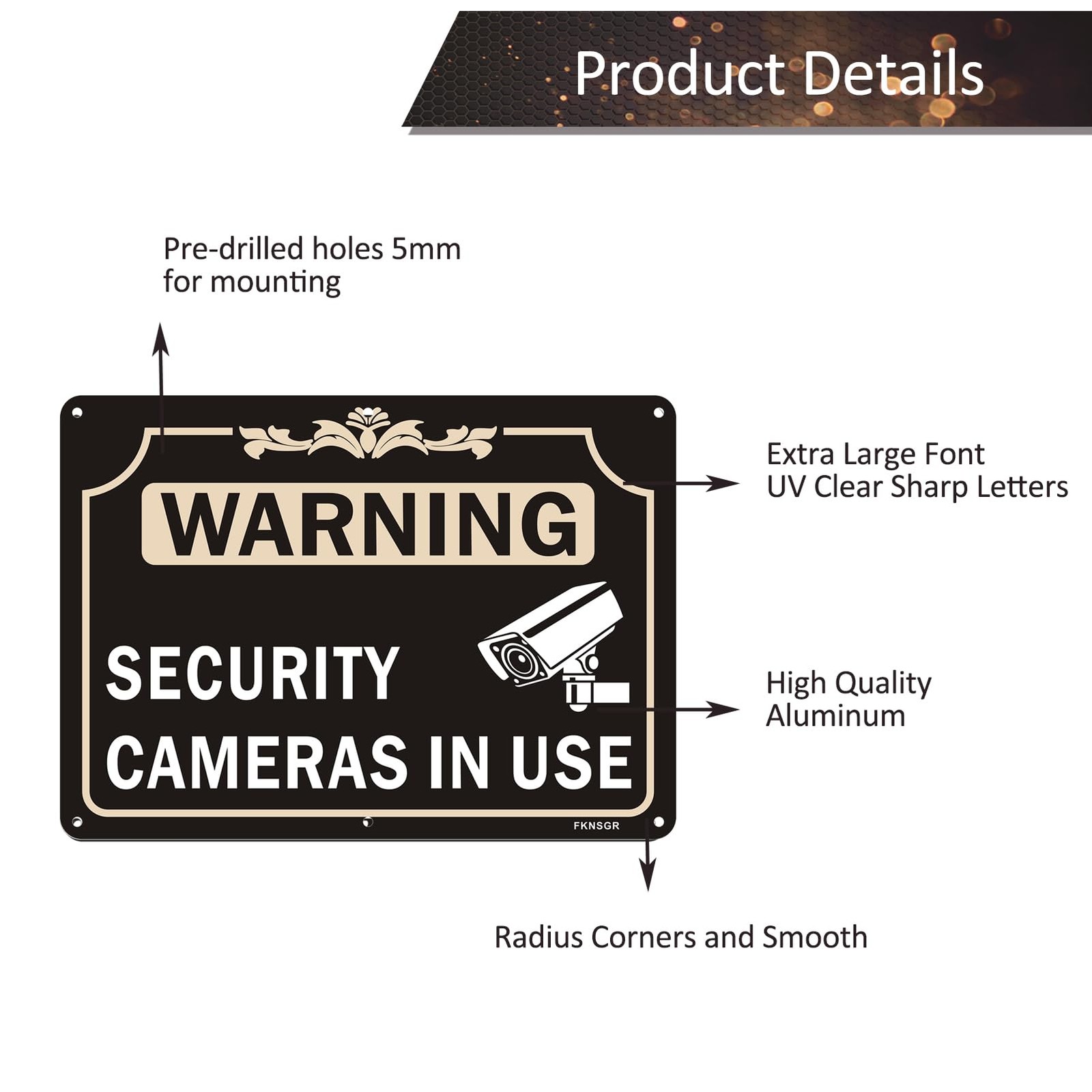 4 Pack Security Cameras In Use Sign 10×7 Inch Rust Free Aluminum UV Protect