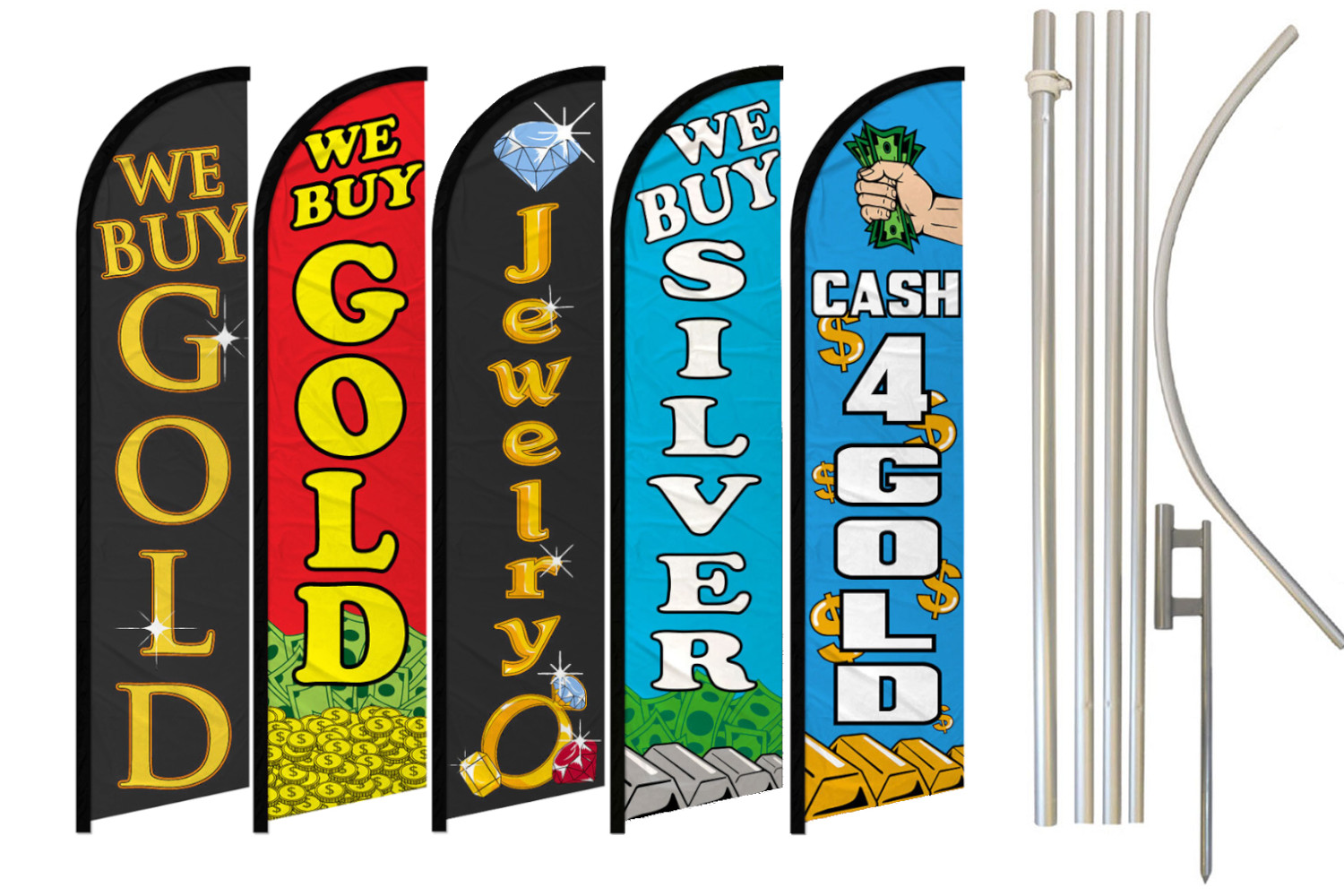 We Buy Gold Windless Advertising Swooper Flag Kit We Buy Silver Jewelry