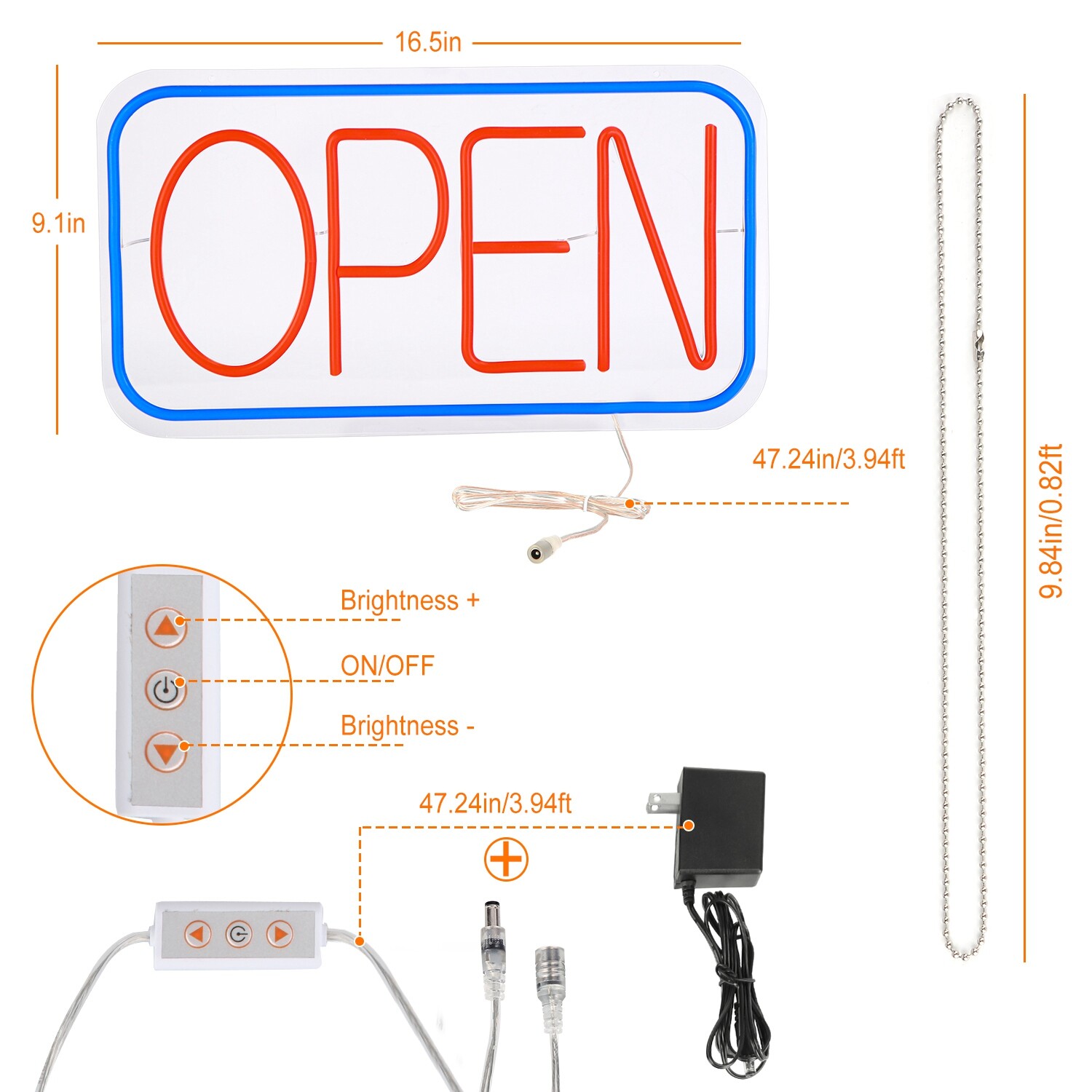 Open Sign Business Led Neon Bright Light Store Shop Bar Large Close Pub Business