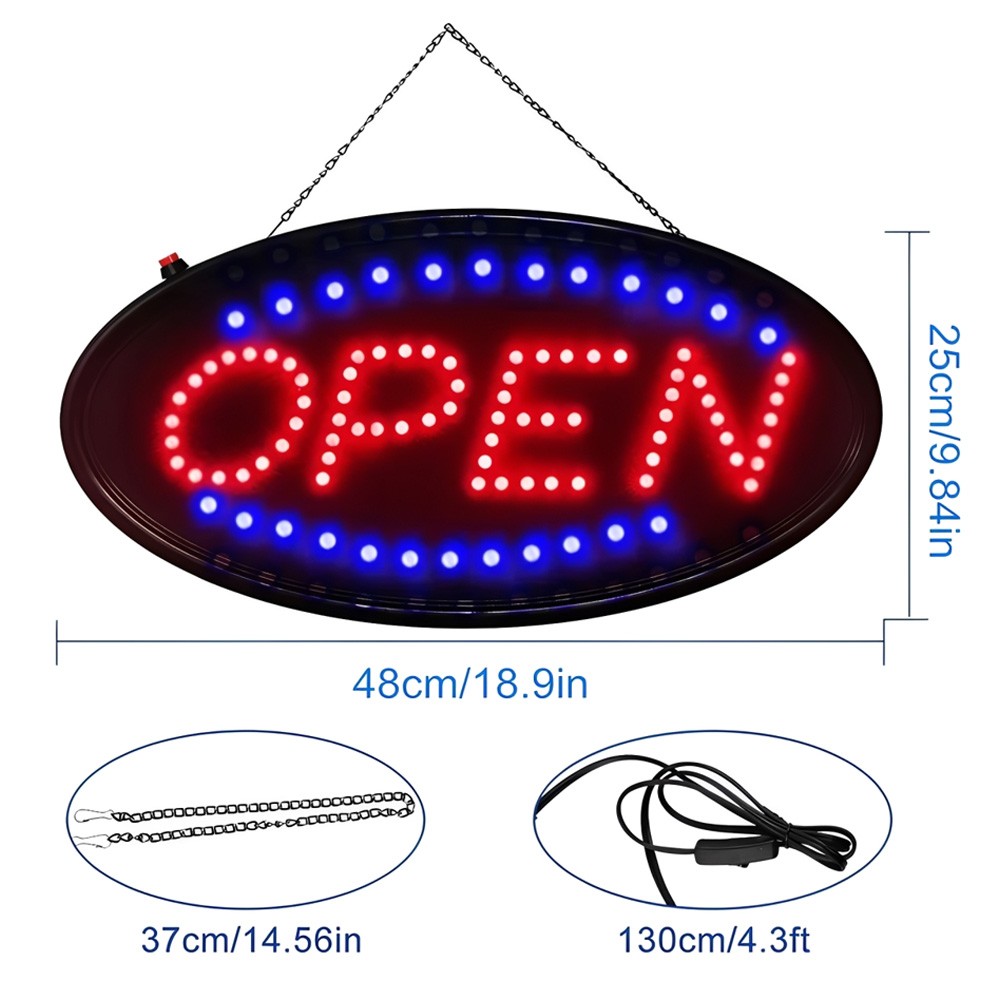 OPEN Business Sign Animated Motion Ultra Bright Store LED Neon Light with ON/OFF