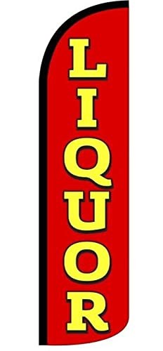 4 Less Co LIQUOR Windless Swooper Flag Feather Banner Sign 3×11.5 ft Tall (Fl…