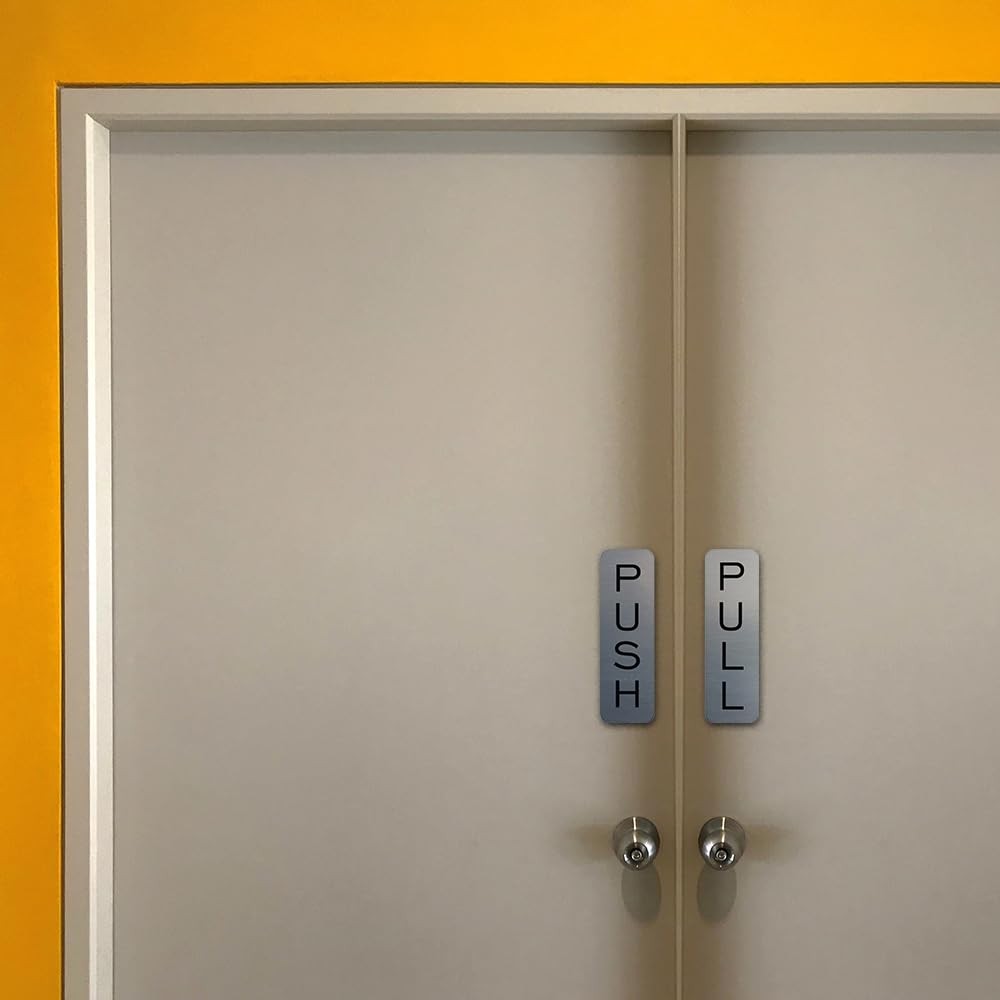 All Quality Basic Vertical Push Pull Door Sign – Large 2 Pack 2-BPUSHLBLK