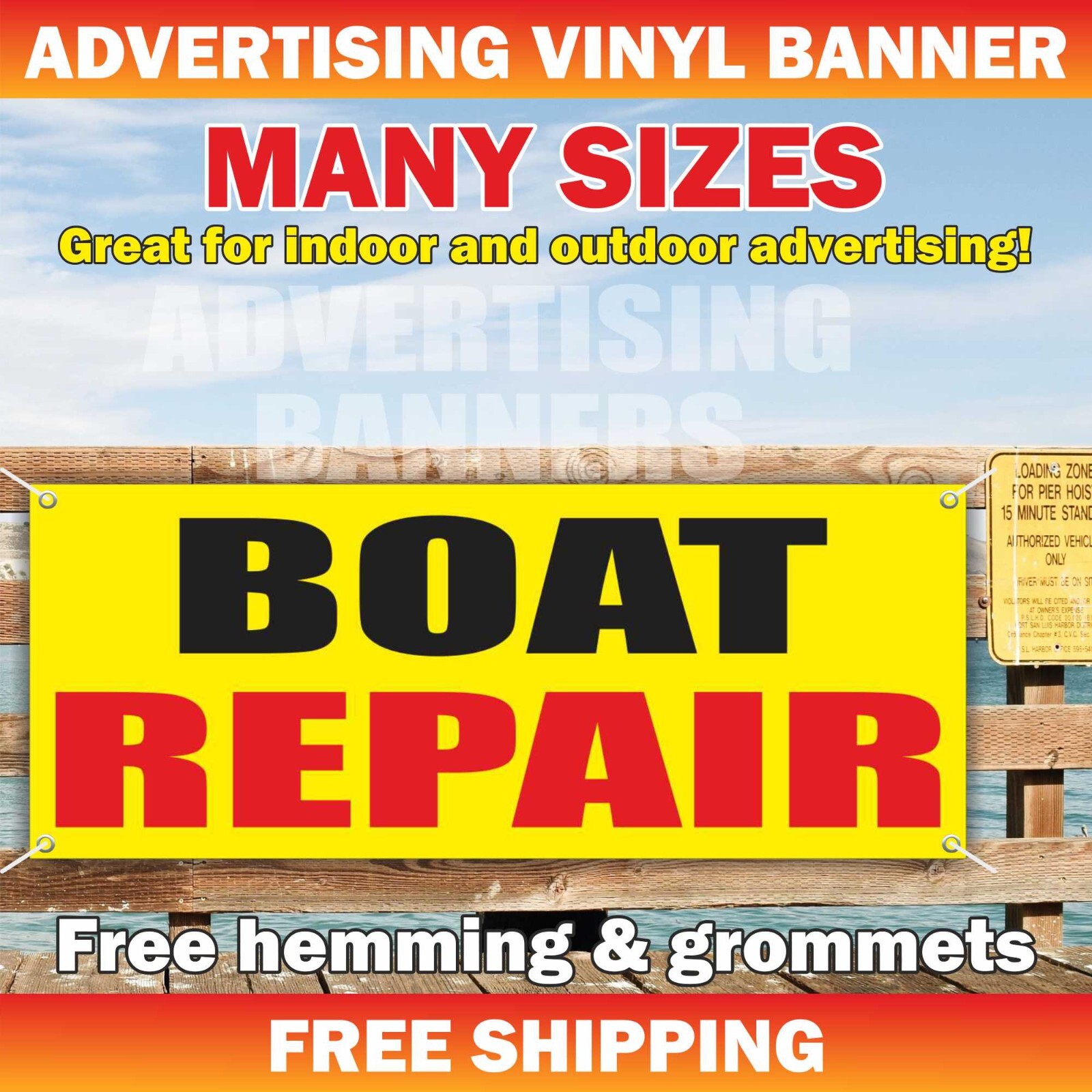 BOAT REPAIR Advertising Banner Vinyl Mesh Sign yacht dingy fishing pole service