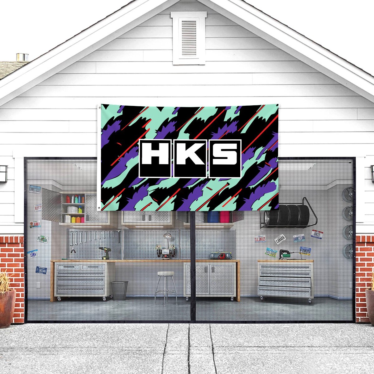 HKS Power 3×5 FT Nobori Banner Flag Sign JDM Performance Car Racing Garage