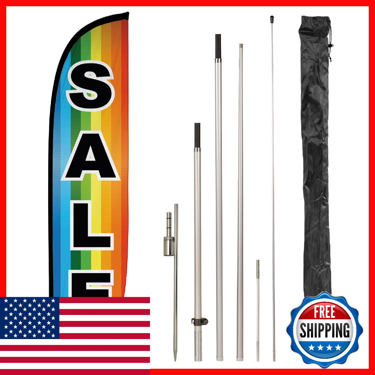Lookourway Feather Pole Kit – 12 Feet Tall Advertising Banner Fiberglass Pole