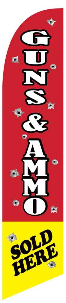 Guns Ammo Banner Flag Sign Only Sold Here Advertising Feather Swooper Windless