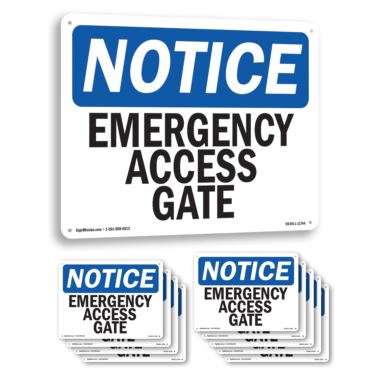 Emergency Access Gate OSHA Notice Sign Metal, Plastic, Or Decal – 5 or 10 Pack