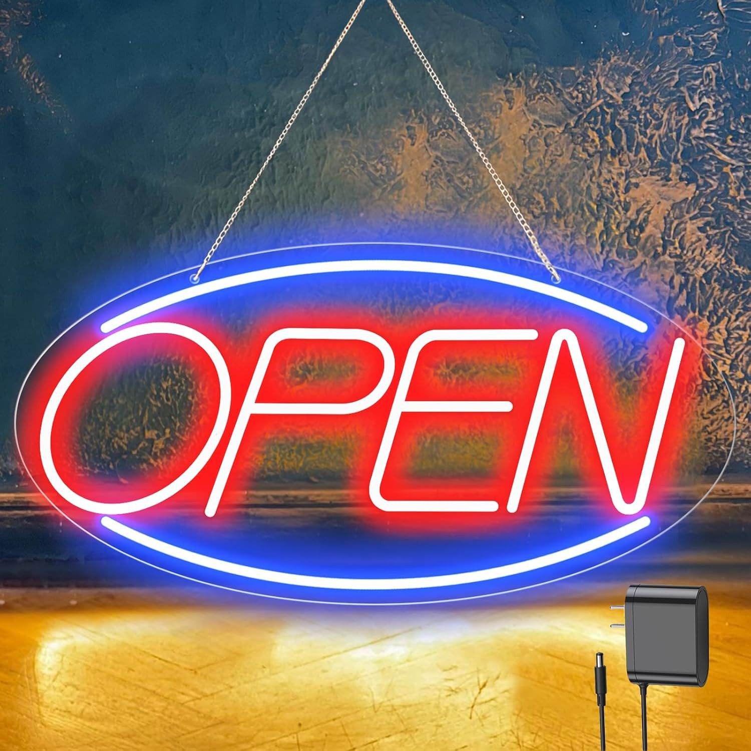 Bright 22″ LED Neon Open Sign for Business – Plug-In with ON/OFF Switch