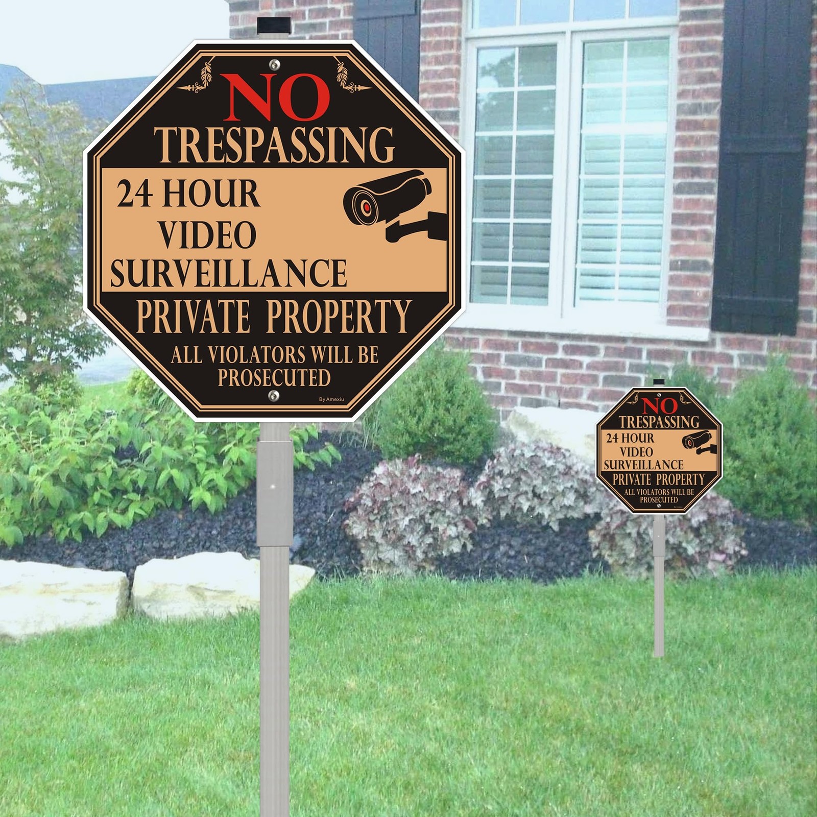 No Trespassing Sign Private Property with 28″ Alloy Long Stake – 10 x 10 Inch…