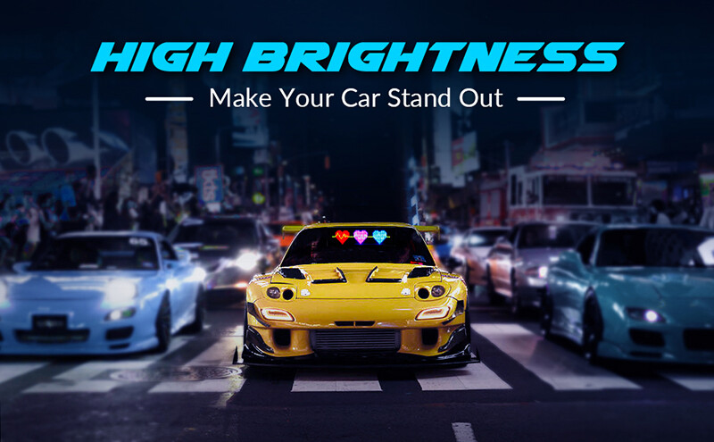 LED Car Sign,Flexible LED Matrix Panel USB 5V Bluetooth Application Control DIY