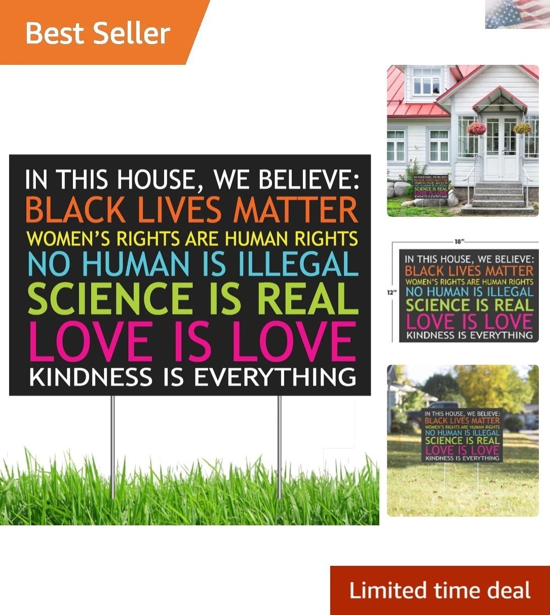 Inspirational Anti-Racism Lawn Sign – 12″ x 18″ Double-Sided for Maximum Impact
