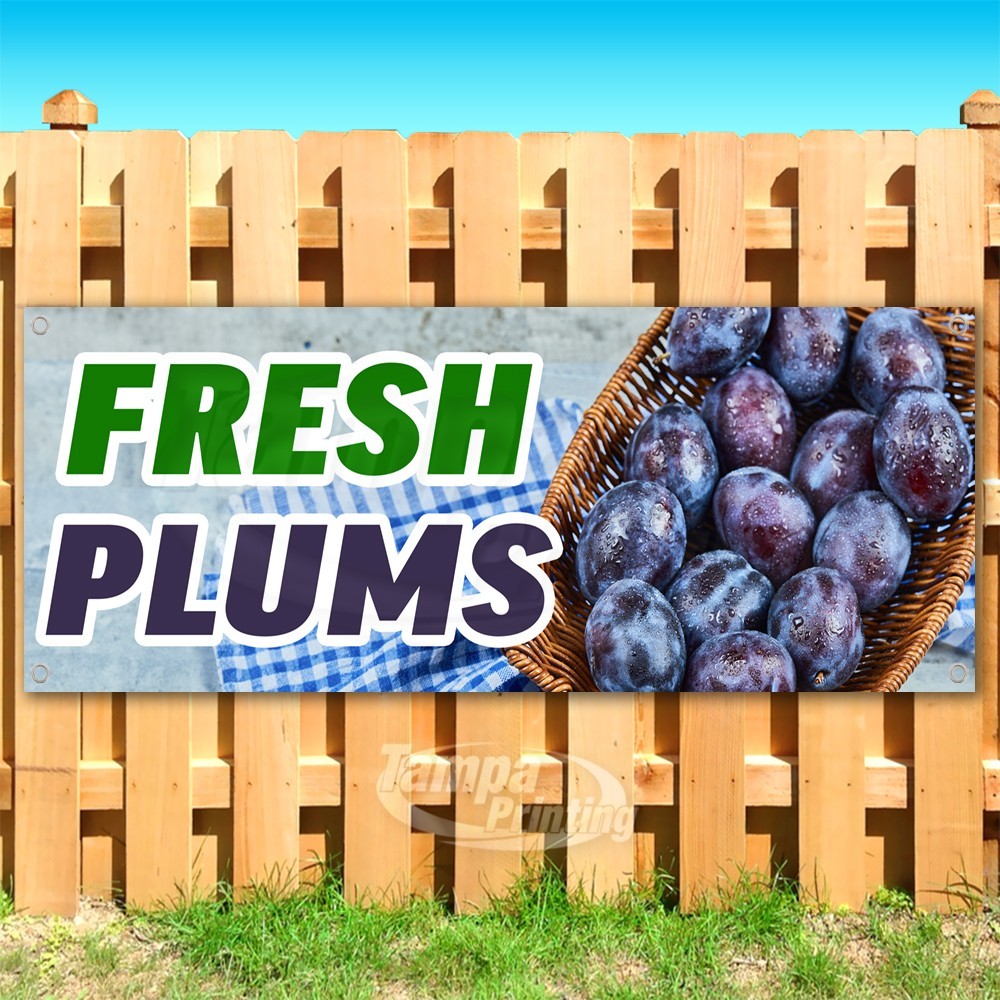 FRESH PLUMS Advertising Fruit Food Snack Vinyl Banner Flag Sign USA SB10884