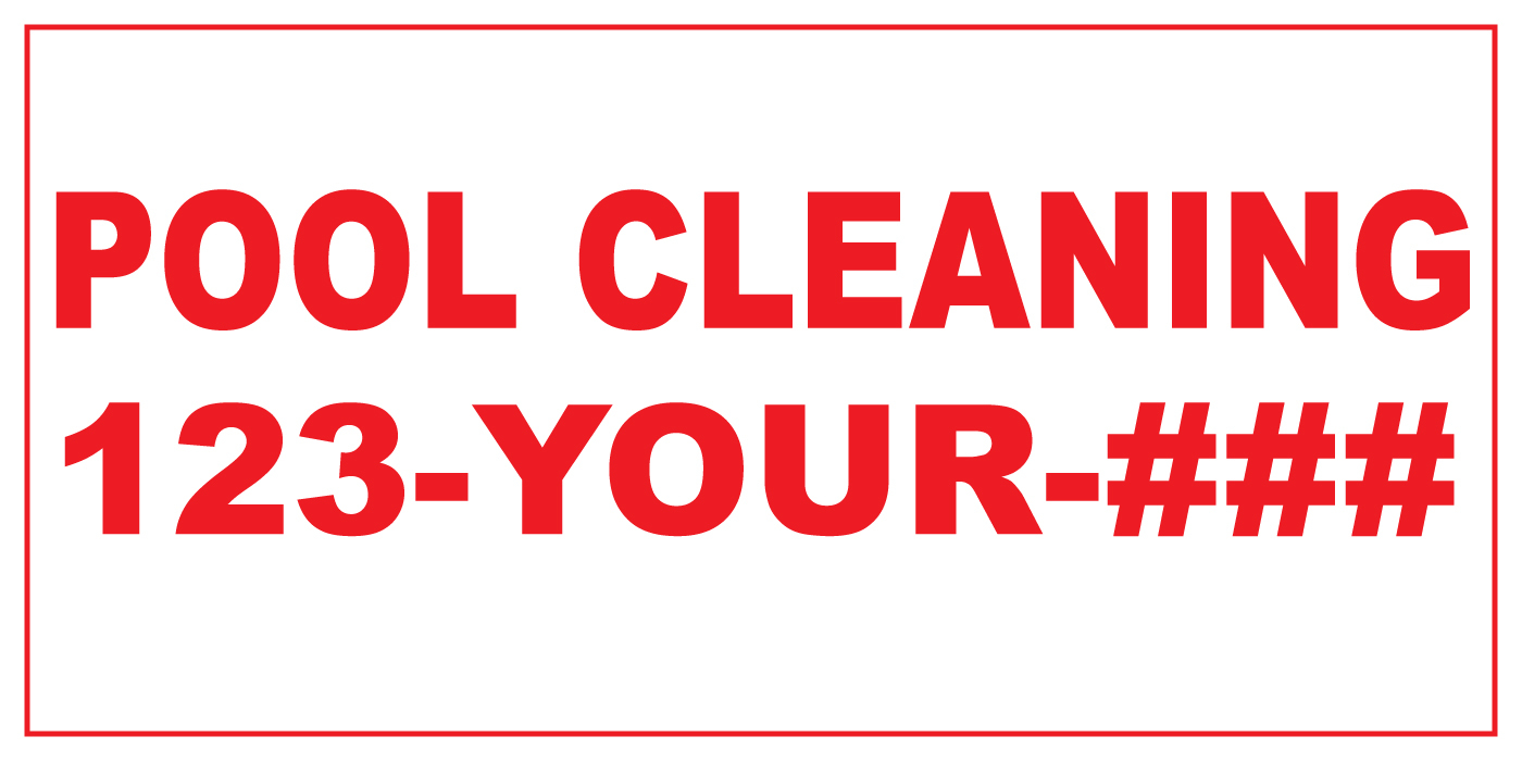 Pool Cleaning 123-Your-Number Custom Red Car Door Magnets Magnetic Signs-Qty 2