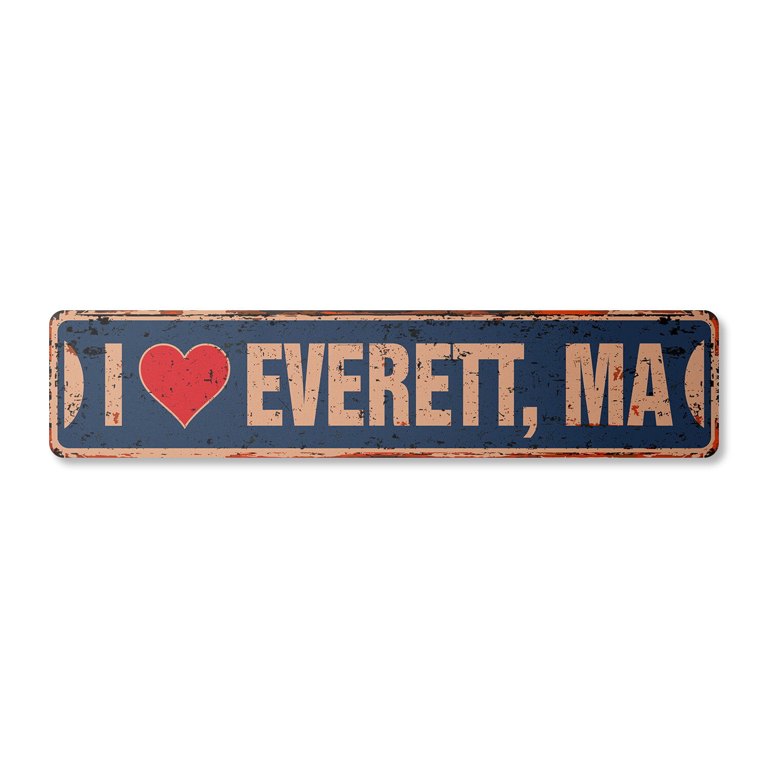 I LOVE EVERETT MASSACHUSETTS Vintage Street Sign ma city state us road rustic