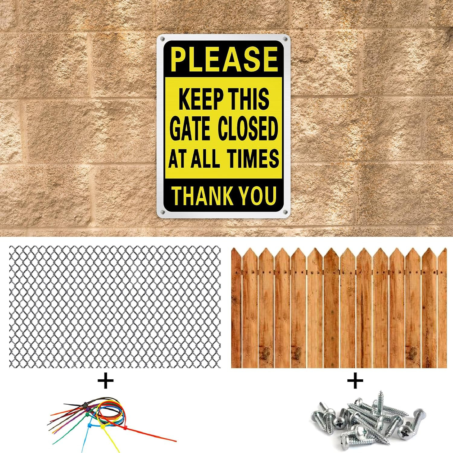 4 Pcs Please Keep This Gate Closed Sign 10×7 Weatherproof Metal Gate Closed Sign