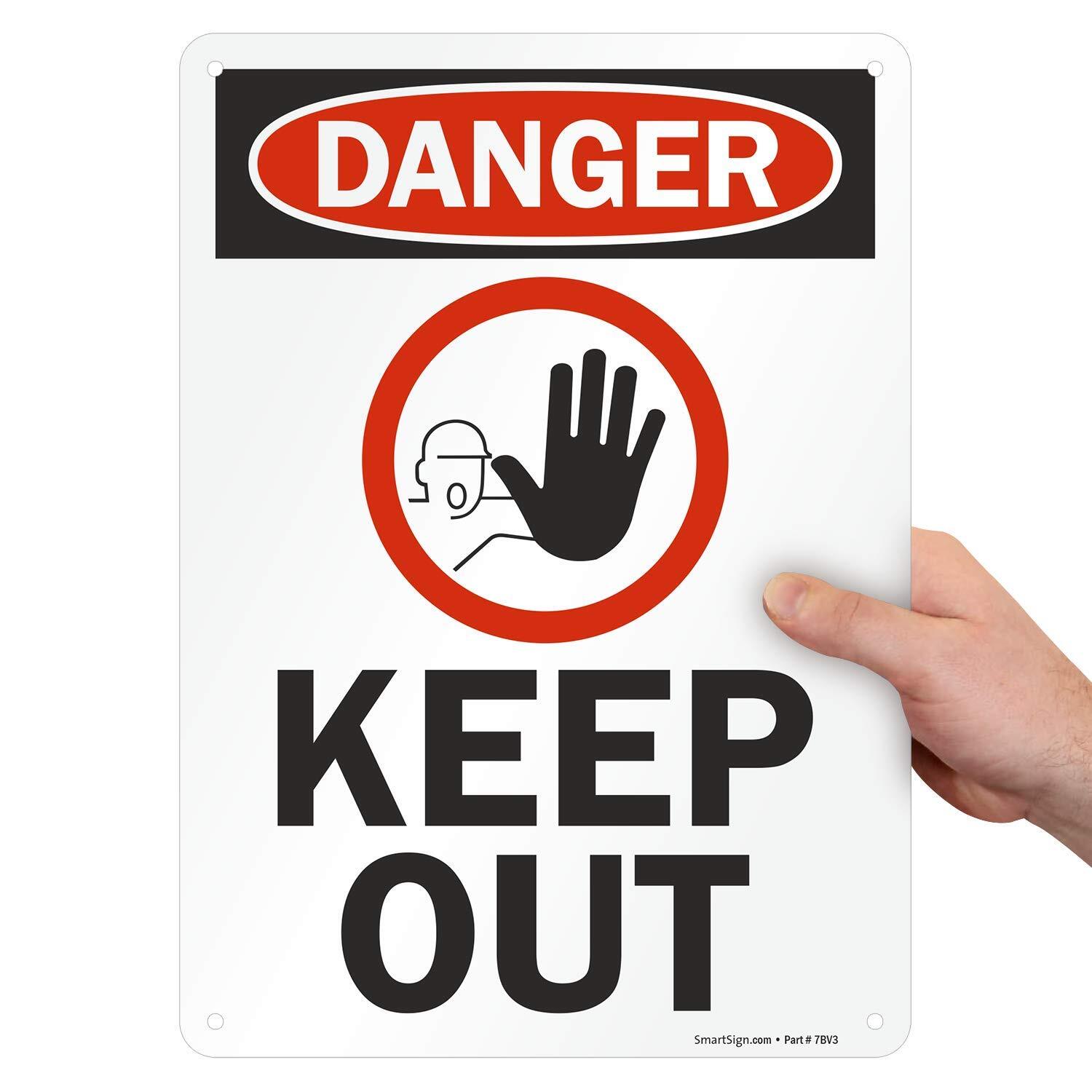 10×14 inch “Danger – Keep Out” Sign Heavy Duty Industrial Plastic Red Black