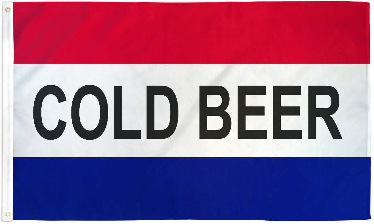 Cold Beer Flag 3x5ft Beer Banner Sign Bandera de Cerveza Drinks Concessions Flag