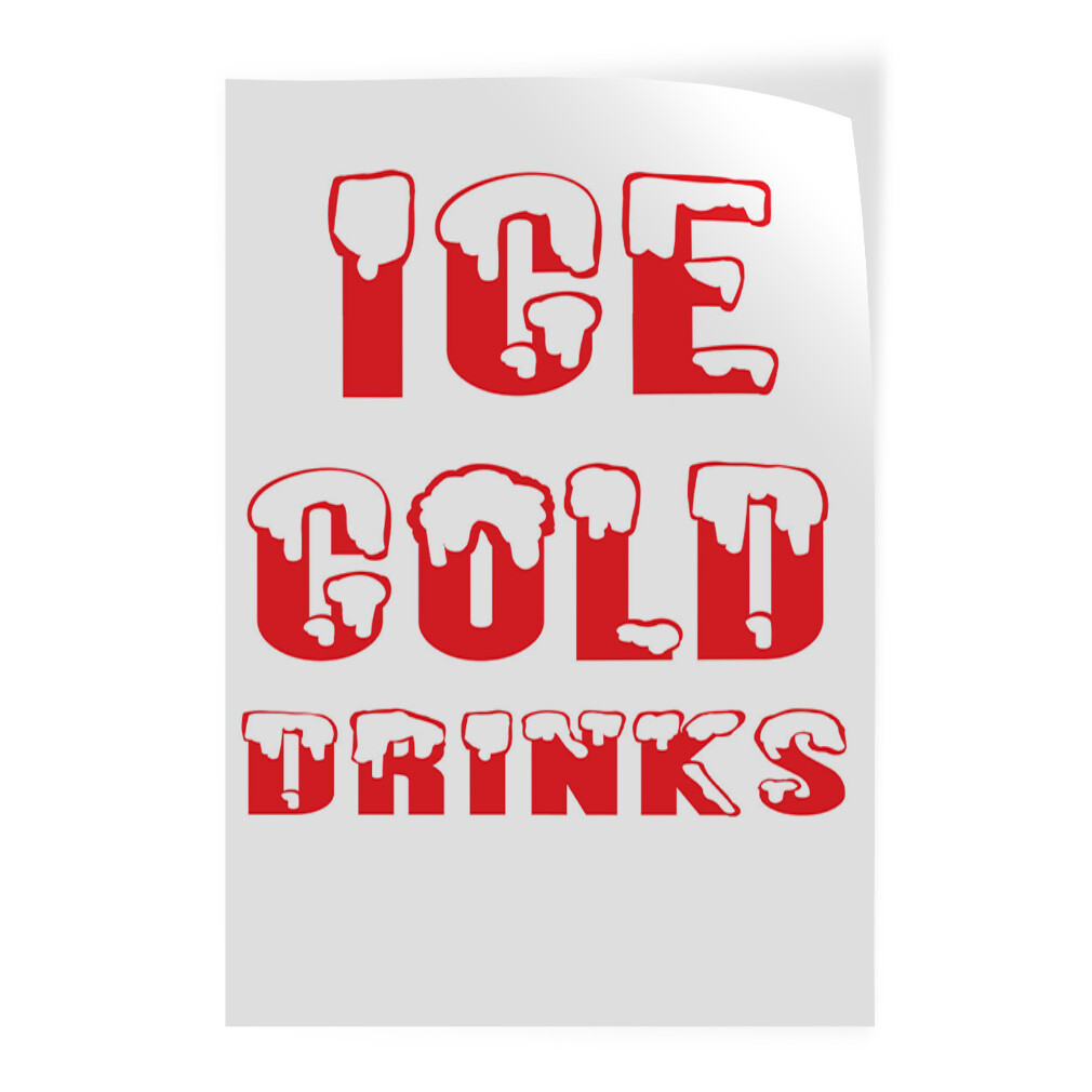 Door Decals Vertical Vinyl Stickers Ice Cold Drinks Restaurant Food Bar D Vinyl