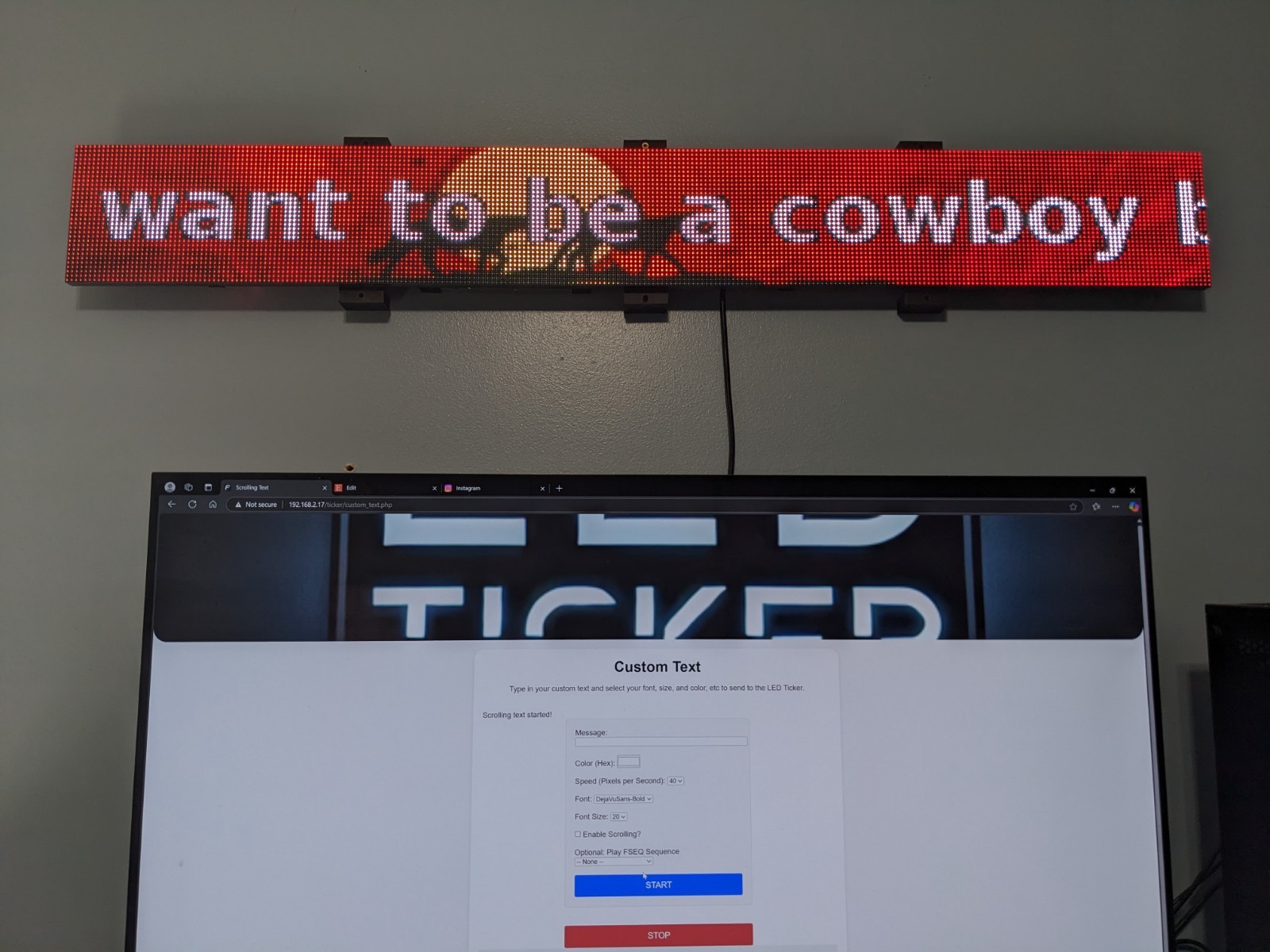 LED Ticker Sign – 5 footer – Man Cave, Game Room, Office Sign + more