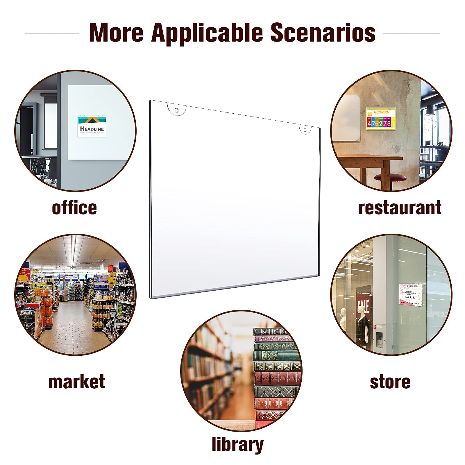 16 Pieces Acrylic Sign Holder 8.5 X 11 Wall Mount Small Signage, clear
