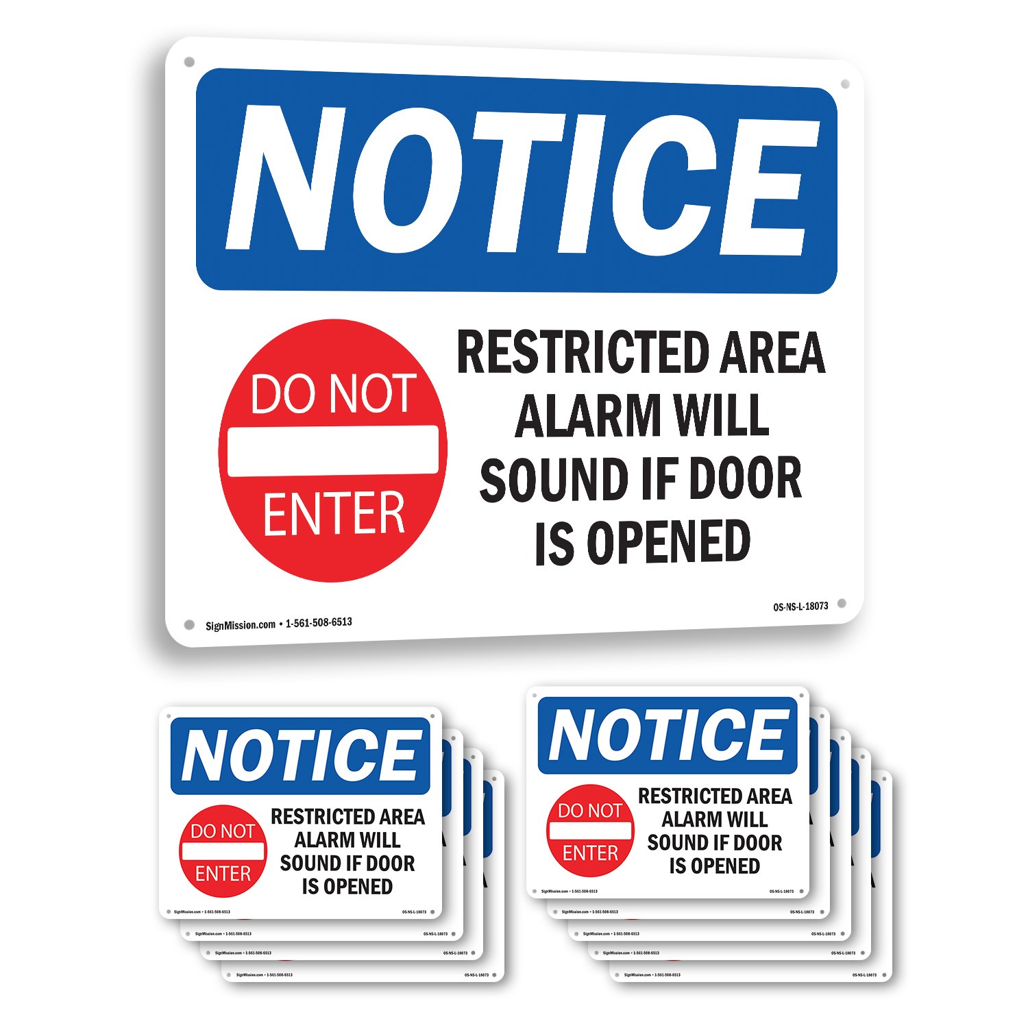 Restricted Area Alarm Will Sound OSHA Notice Sign Metal, Decal – 5 or 10 Pack