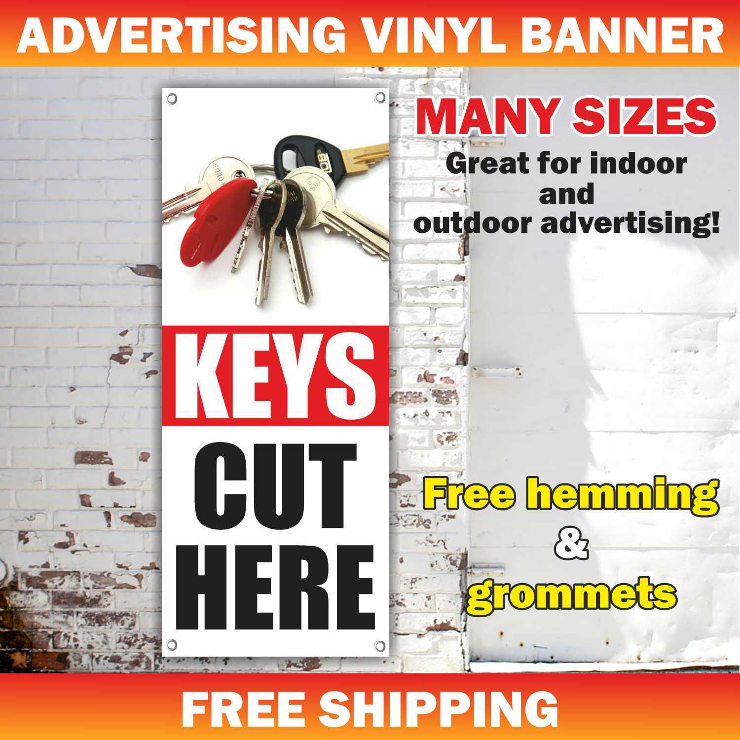 KEYS CUT HERE Advertising Banner Vinyl Mesh Sign locksmith hardware Many Sizes
