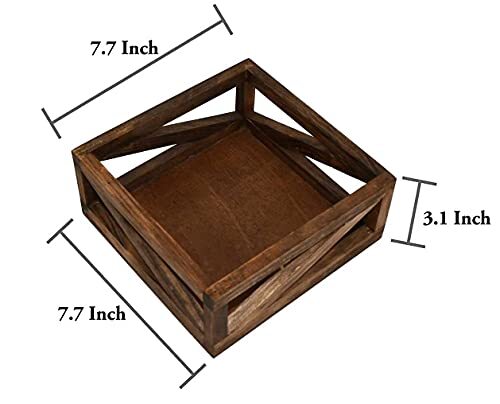 Flat Napkin Holder Solid Wood for Kitchen Table and Countertops, Rustic Brown