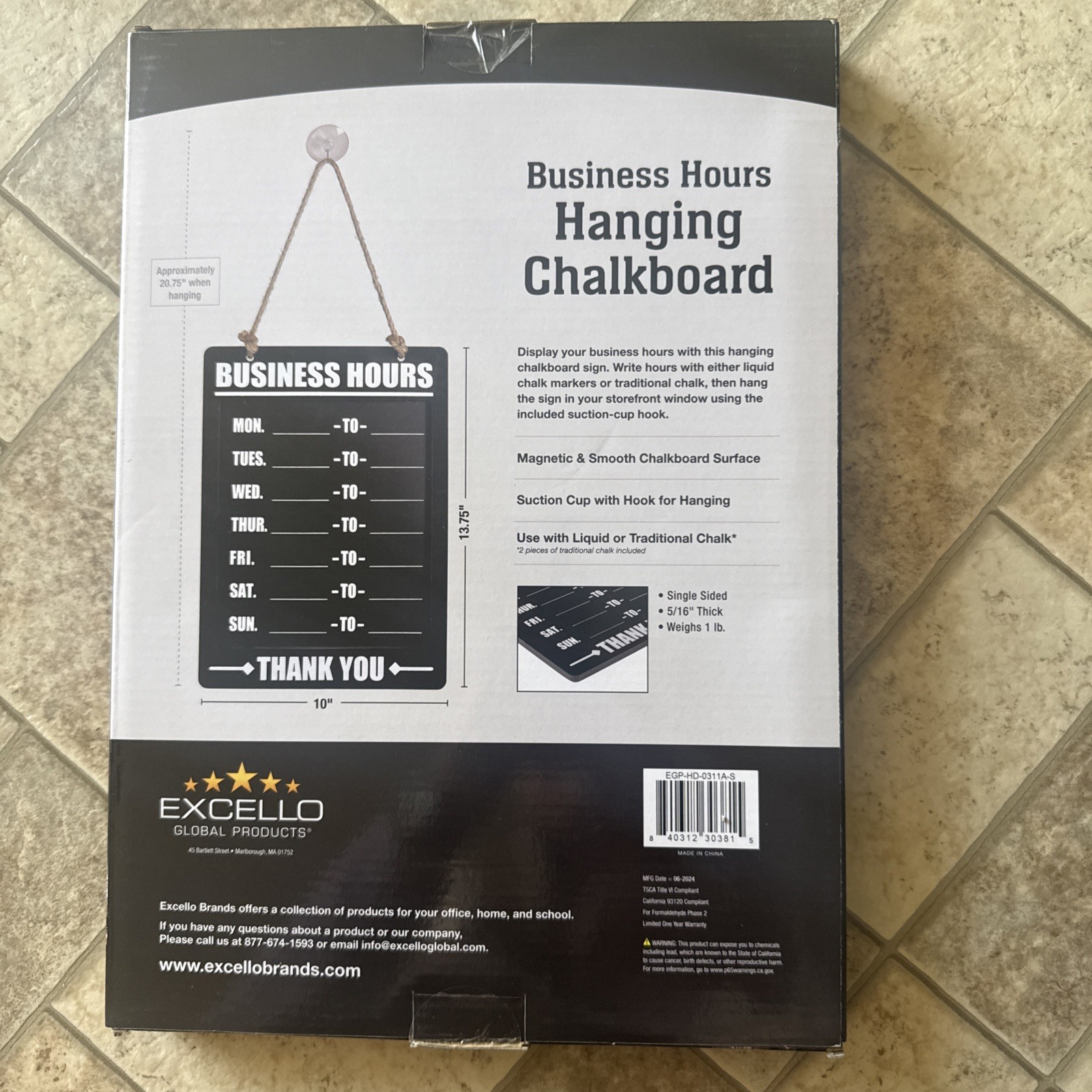 Excello Global Products EGPHD0311AS Business Hours Indoor/outdoor Hanging #A222