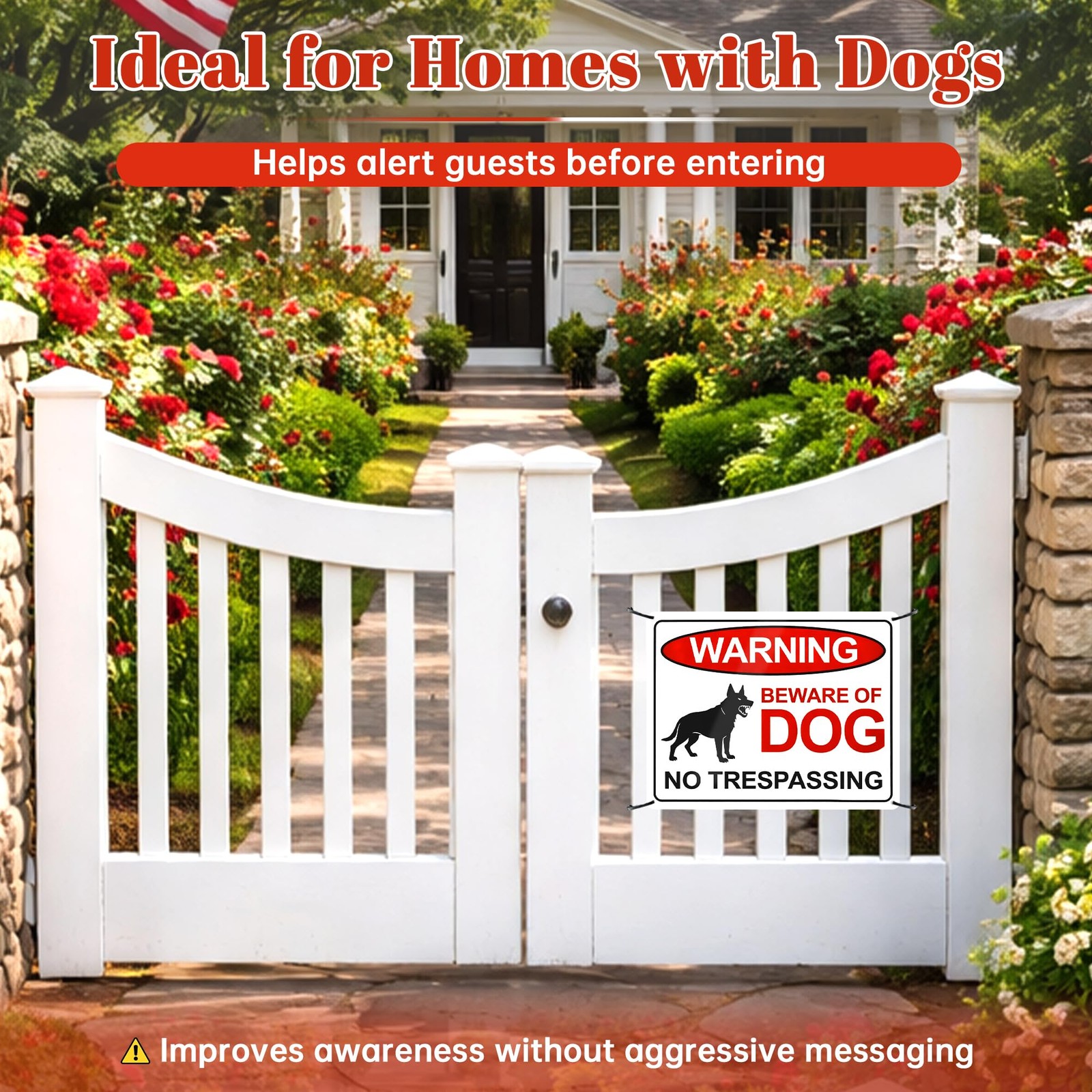 2 Pack 10×7 Inch Beware of Dogs Sign No Trespassing Warning Signs for Garden