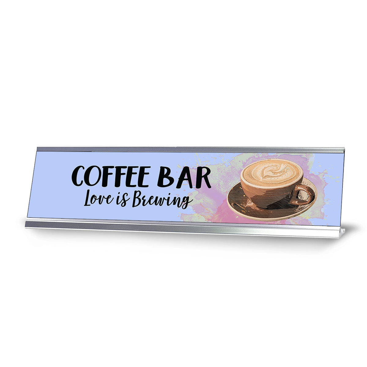 Coffee Bar Love is Brewing, Designer Series Desk Sign Nameplate (2 x 8″)
