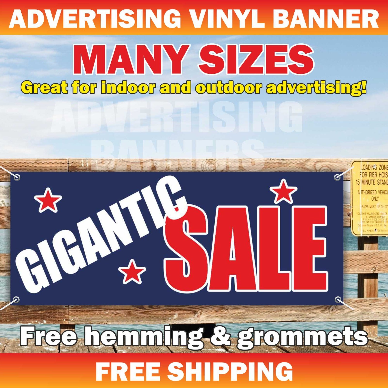 GIGANTIC SALE Advertising Banner Vinyl Mesh Sign clearance discount holiday save
