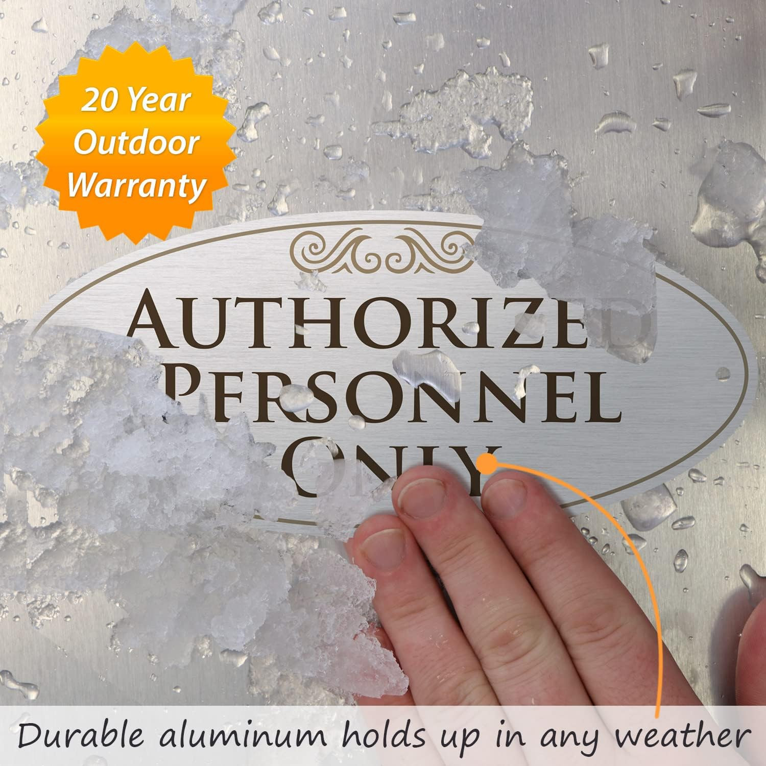 Designer Authorized Personnel Only Sign for Door, 3M Adhesive Backing & Pre-Dril