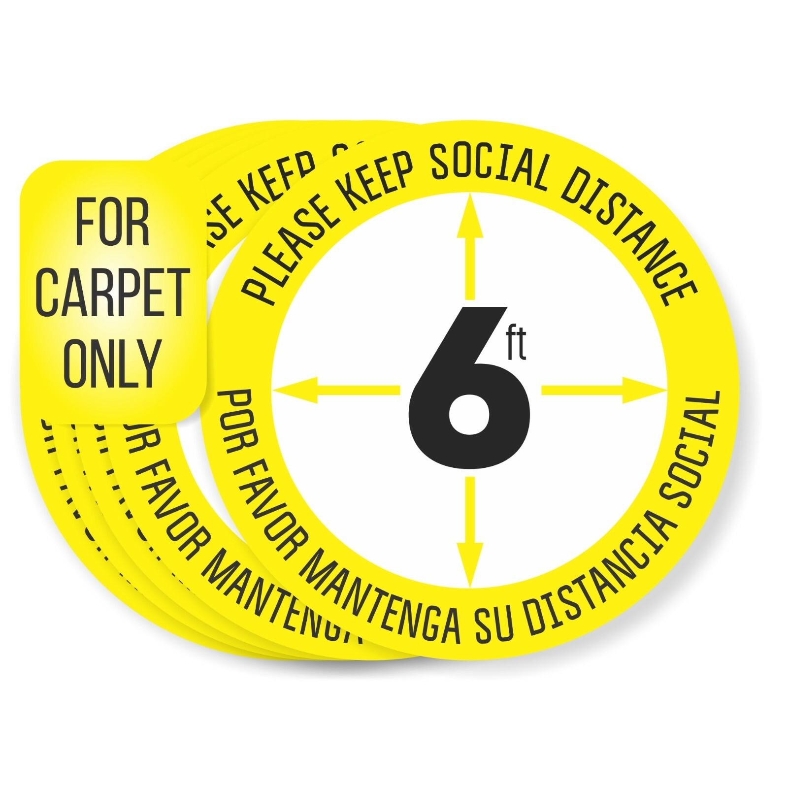 Social Distancing Floor Stickers Carpet 10 Pack Vinyl Queue Markers Anti Slip