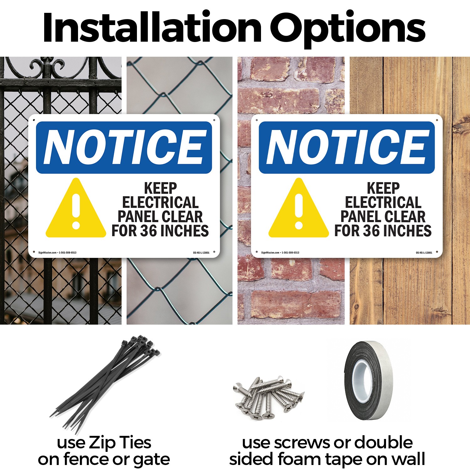 Keep Electrical Panel Clear OSHA Notice Sign Metal, Plastic, Decal 5 or 10 Pack