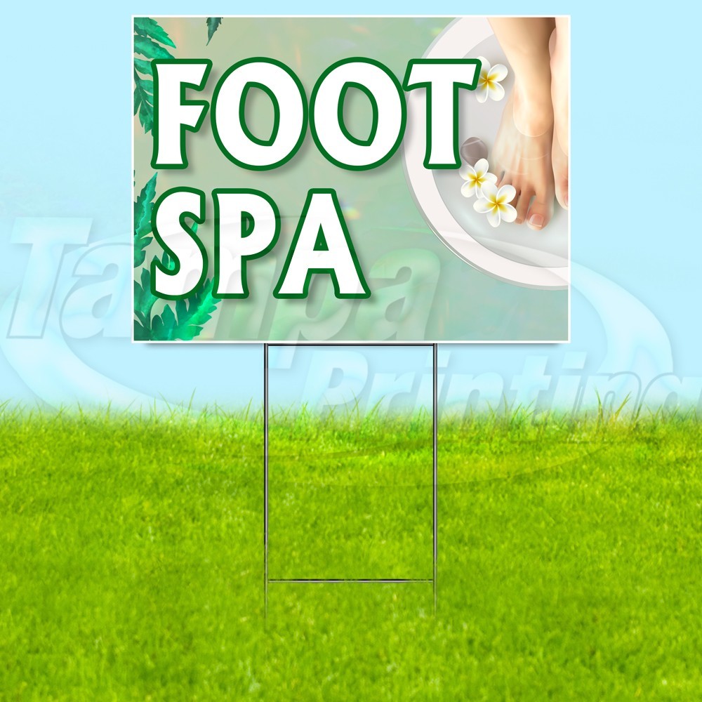 FOOT SPA 18×24 Yard Sign Beauty Health Plastic Corrugated WITH STAKE USA YS07715
