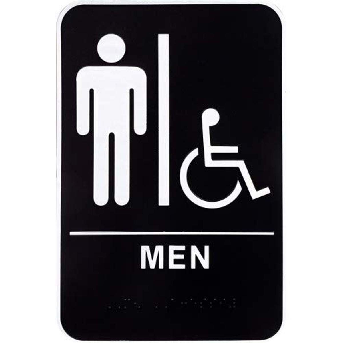 Men’s Handicapped Restroom Sign 6X9 Ada Compliant With Braille Durable Plastic