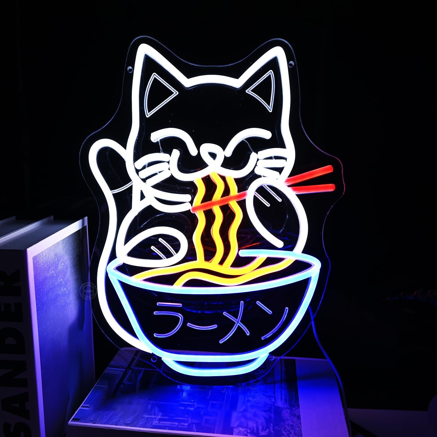 Planzo Cat Ramen Neon Sign Light Japanese Noodle Bar Restaurant Wall Decor | …