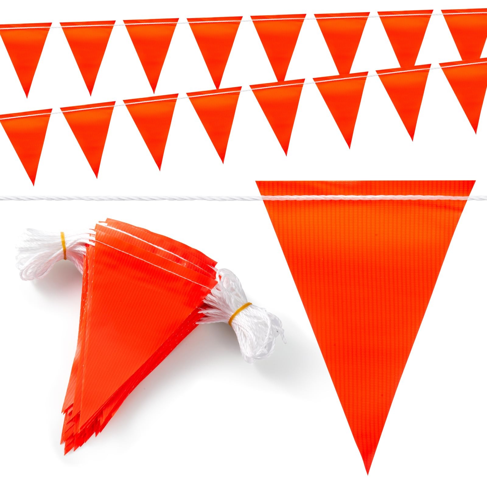 Safety Warning [Enhanced Density] Pennant Banner Flag Sign – 105FT OSHA High …