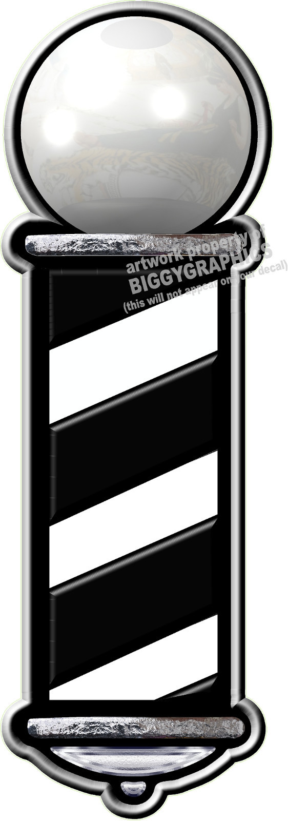 BARBER SHOP POLE VINYL DECAL MODERN BLACK AND SILVER DESIGN (CHOOSE YOUR SIZE)