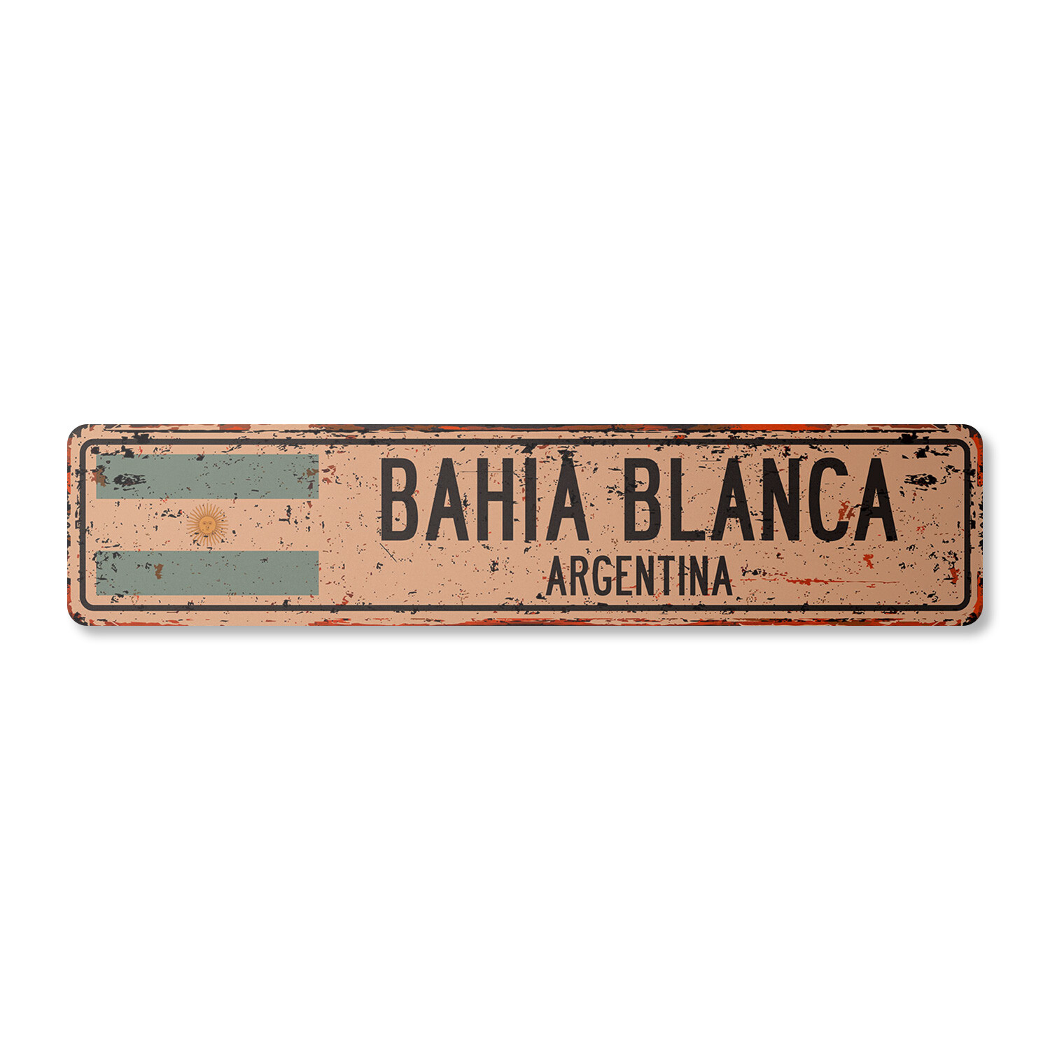 BAHEA BLANCA ARGENTINA Vintage Street Sign Argentinian flag city country rustic
