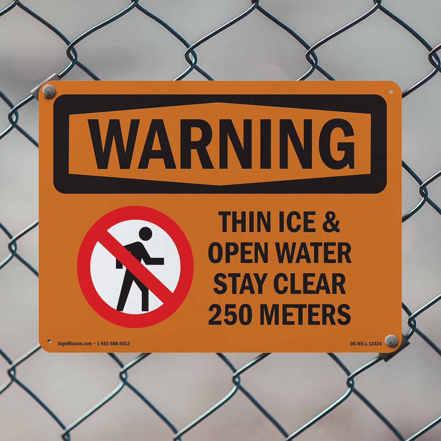 Thin Ice & Open Water Stay Clear With Symbol OSHA WARNING Sign, Decal 5/10 Pack
