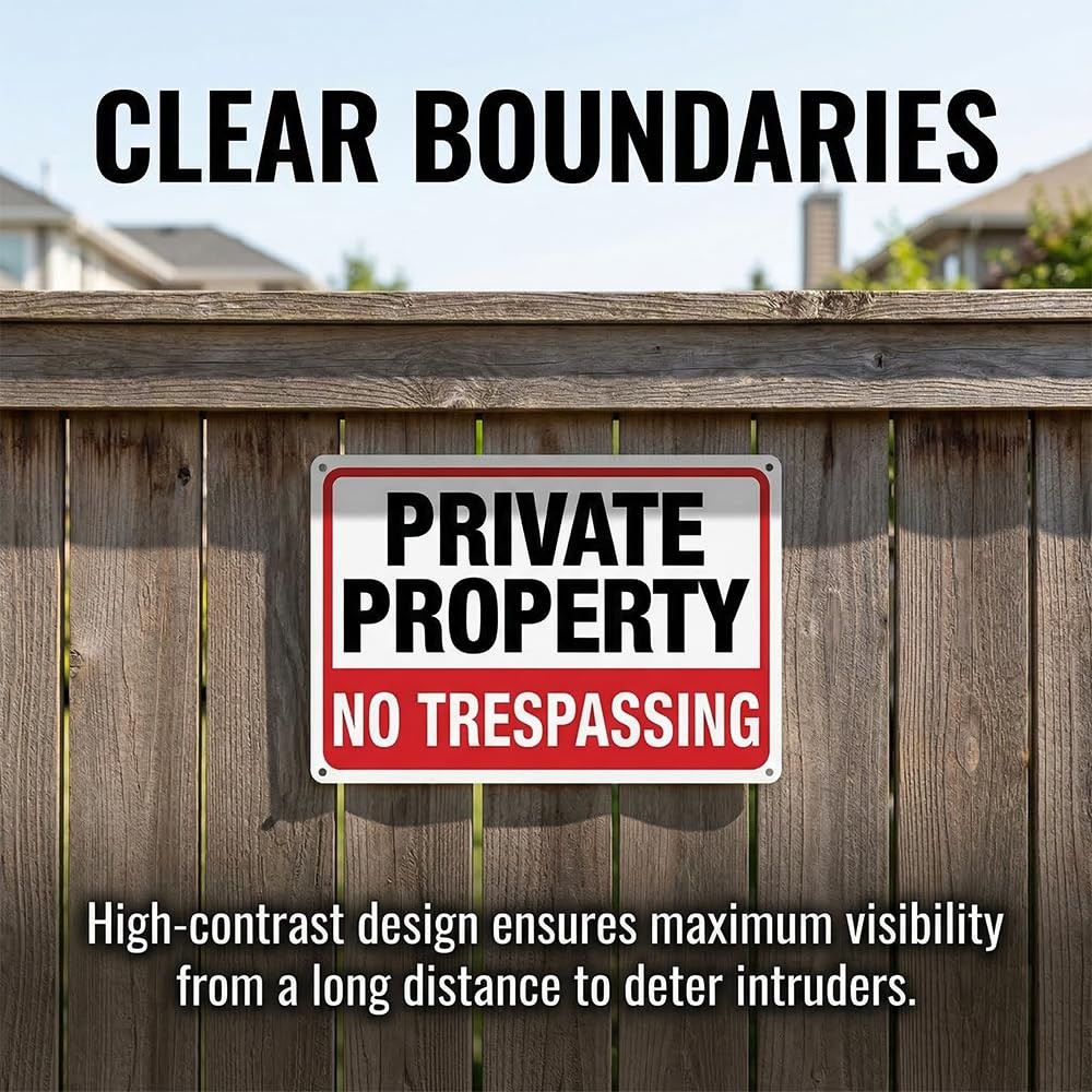 4-Pack No Trespassing Signs Private Property Metal Sign 10 x 7 In Aluminum