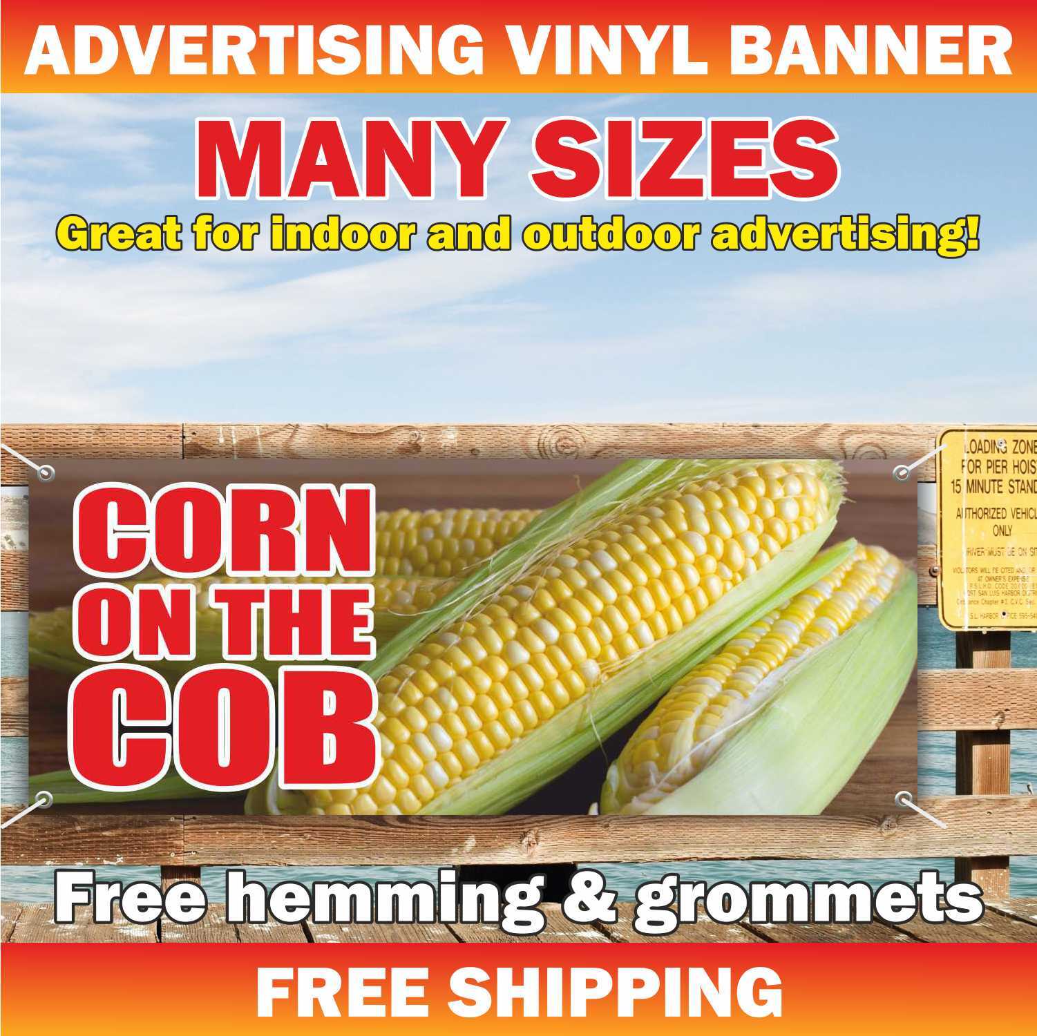 CORN ON THE COB Advertising Banner Vinyl Mesh Sign sweet corn roasted grilled