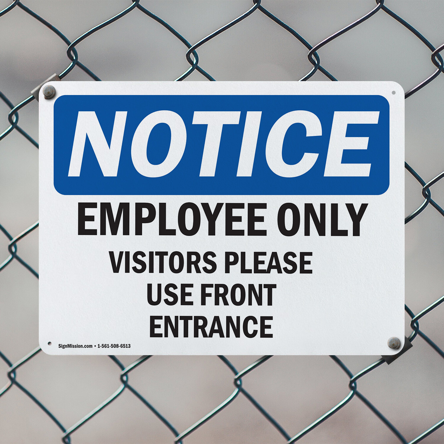 (2 Pack) Employees Only Visitors Please Use Front Entrance OSHA Notice Sign