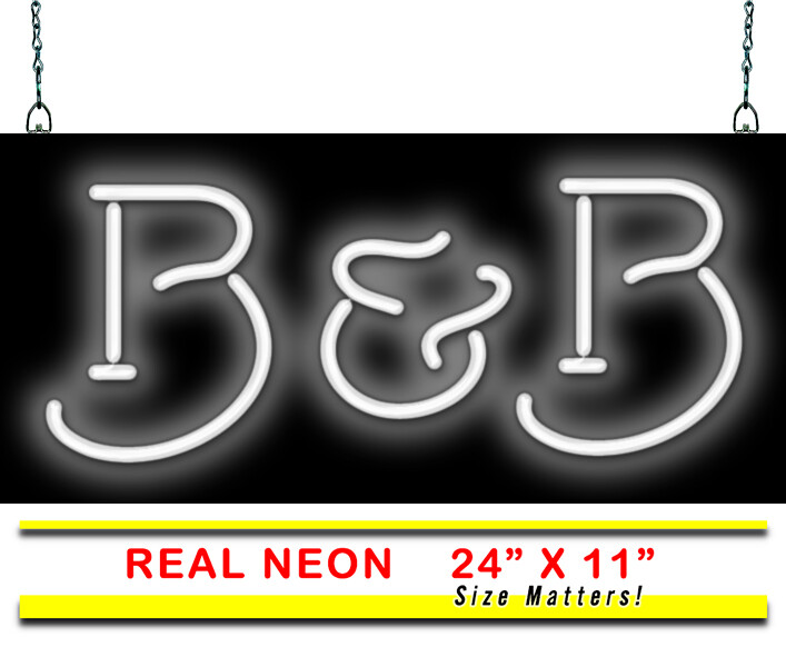 B & B Neon Sign REAL Neon Window Sign Hand Bent Advertisement Easy Installation